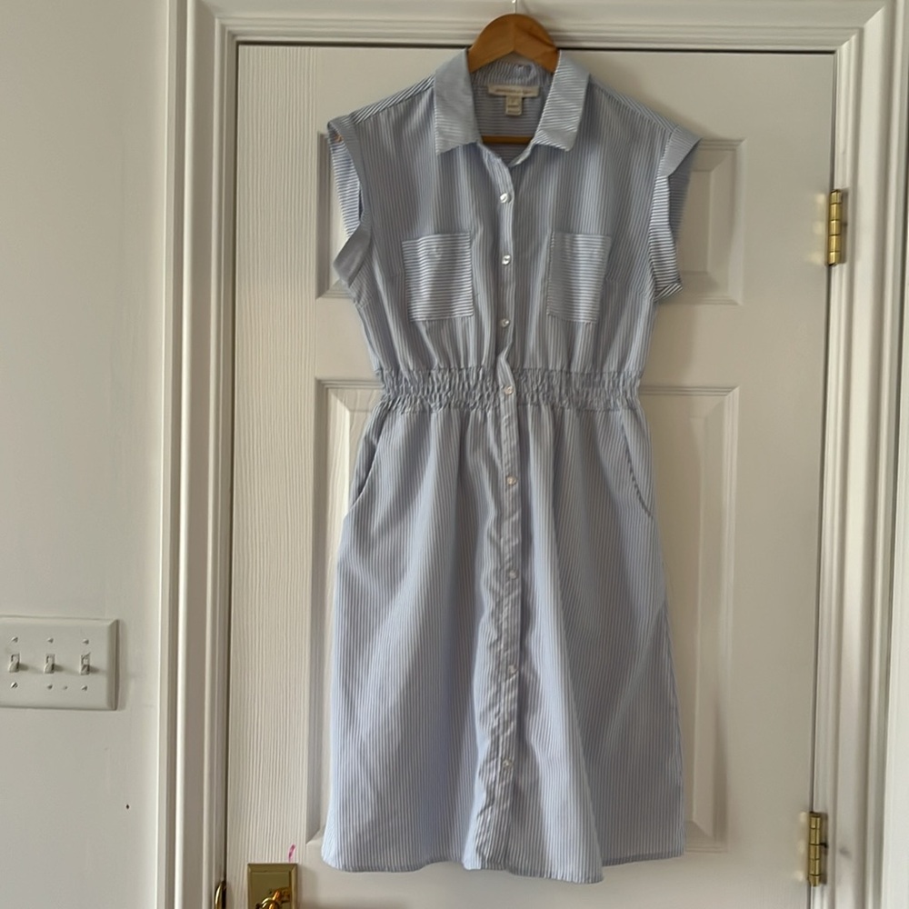 Casual& Chic Summer Striped Sleeveless Blue and White Women’s Dress Size XL